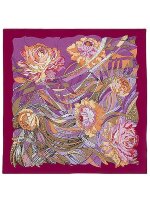 Павлопосадский шелковый платок (крепдешин) «Ах, лето», 52×52 см, арт. 1033-6