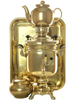 Набор самовар электрический 3 литра желтый цилиндр с автоотключением "Золото", арт. 120304к
