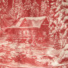 Скатерть круглая "Зима" красная d-178 см