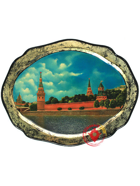 Поднос с росписью "Кремль" в подарочном футляре, люкс