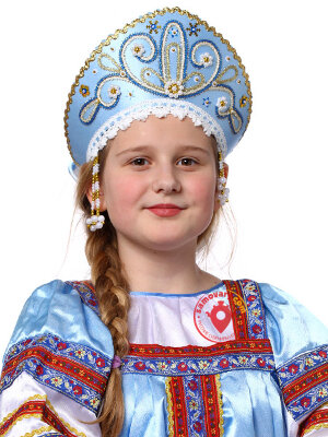 Кокошник голубой "Девичий"